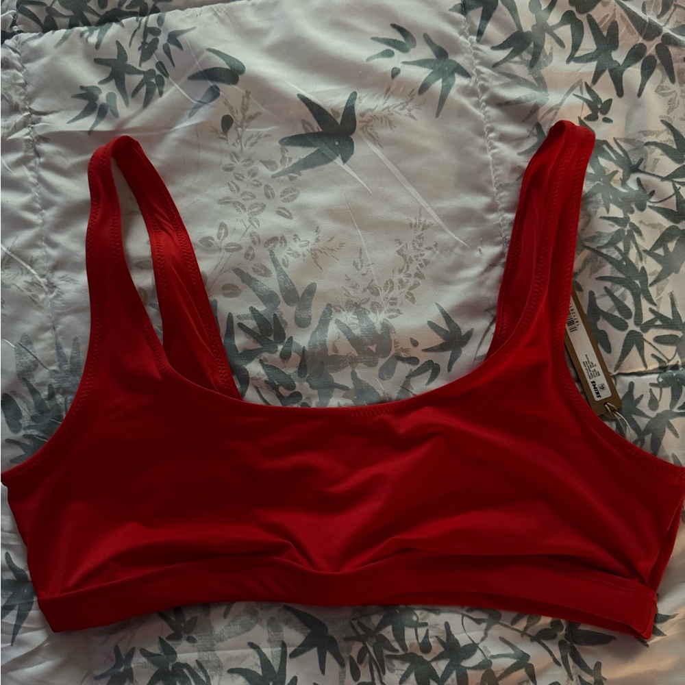 SKIMS recycled swim tank bikini top ruby red xl